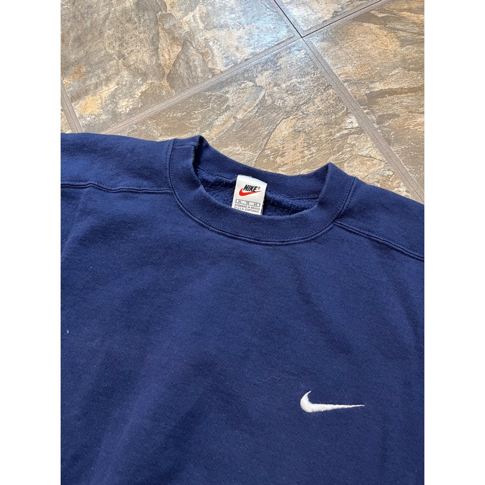 Nike Sweatshirt Mens XL Navy Blue Vintage Embroidered Swoosh Crewneck - Picture 2 of 7